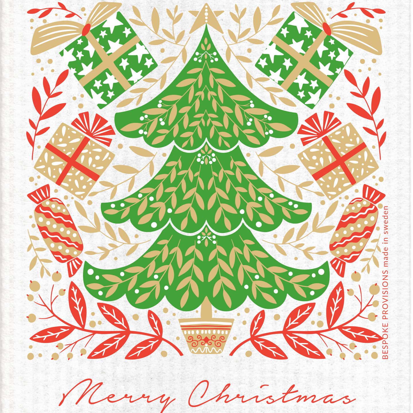 Merry Christmas Tree Swedish Dish Towel