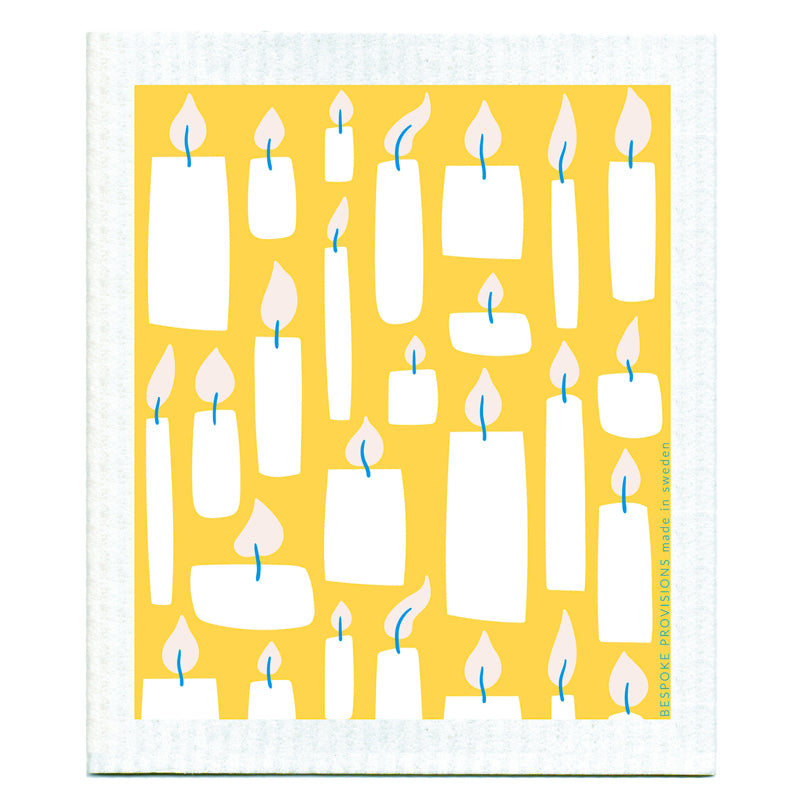 Holiday Candles Swedish Dish Cloth