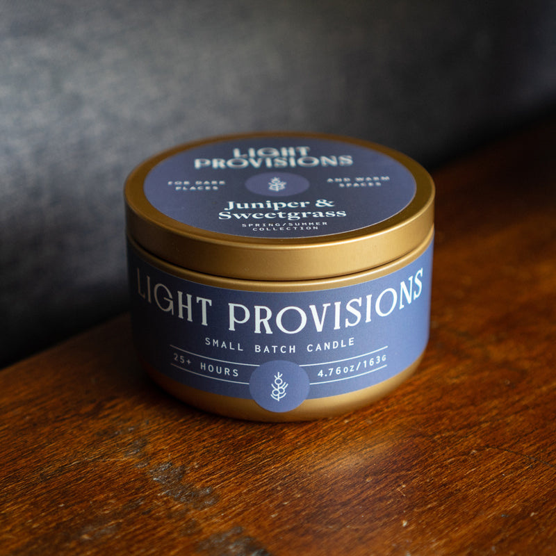 Juniper & Sweetgrass Candle Tin
